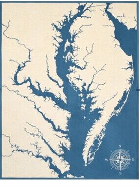 ChappyWrap Chesapeake Bay Map Reversible Blanket 60 X 80 In.